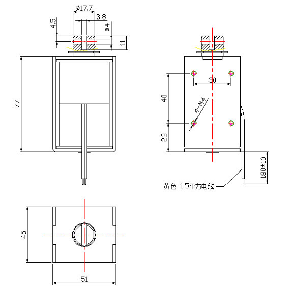 斷路器開關(guān)電磁鐵尺寸圖